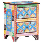 ZNTS Hand Painted Bedside Cabinet 40x30x50 cm Solid Mango Wood 321666