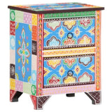 ZNTS Hand Painted Bedside Cabinet 40x30x50 cm Solid Mango Wood 321666