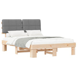 Bed Frame with Upholstered Headboard Natural and Light Grey 877404