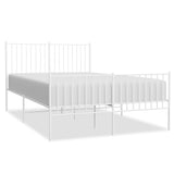 Metal Bed Frame without Mattress with Footboard White 135x190cm 350948