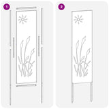 Garden Privacy Screen White 32 x 140 cm Cold-rolled steel 876204