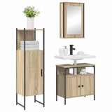 Bathroom Furniture Set with Shelf 3 pcs Brown Engineered wood 3345148