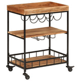 Bar Cart 60x40x80 cm Solid Wood Acacia and Iron 372753