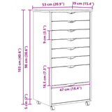 Rolling Cabinet with Drawers MOSS Clear Varnish Solid Pine wood 42032403