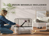 Three-Tier Gerbil Cage, Hamster Cage for Dwarf Hamster, Syrian Hamster w/ Wheels, Deep Bottom, Food T3398P347612
