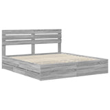 Bed Frame with Drawer Grey Sonoma 200 x 200 cm Engineer Wood 3411483