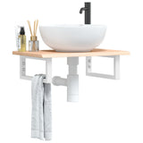 Basin Shelf Wall Mounted Steel and Solid Wood Oak 3302540