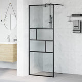 Walk-in Shower Wall Black 80 x 195 x 0.5 cm Glass and Aluminium 42025247