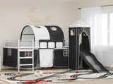 Kids'Loft Bed Frame White and Black 100 x 200 cm Metal 42020897
