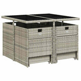 9 Piece Garden Dining Set with Cushions Light Grey Poly Rattan 3210599