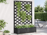 Planter with Trellis Black Solid Wood Fir 365481
