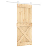 Sliding Door 100 x 210 cm Solid Pine Wood Natural and White 3445175