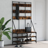 ZNTS Clothes Rack with Shoe Storage Smoked Oak 100x40x184 cm 837859