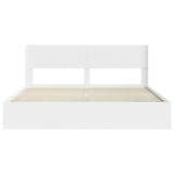 Bed Frame with Storage and Headboard White 200 x 200 cm 3414275