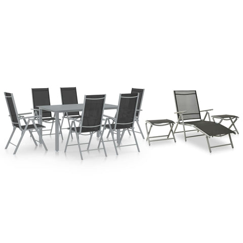 ZNTS 10 Piece Garden Dining Set Black and Silver 3070646
