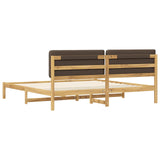 Bed Frame with Upholstered Headboard Whitewash and Taupe 3405058