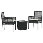 Garden Bistro Set 3 pcs Black Poly rattan 3334955