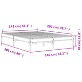 ZNTS Bed Frame Sonoma Oak 140x200 cm Engineered Wood and Metal 845017