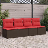 2 Piece Garden Sofa Set with Cushions Brown Poly Rattan Acacia 3325250