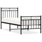 Metal Bed Frame without Mattress with Footboard Black 80x200cm 373700