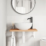 Basin Shelf Wall Mounted Steel and Solid Wood Beech 3302368
