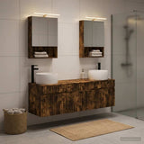 Bathroom Cabinet Set 5 pcs Smoked Oak Engineered Wood 3406643