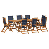 9 Piece Garden Dining Set Solid Wood Acacia and Textilene 3279307