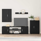 TV Cabinet Set Wall-mounted 4 pcs Black Oak Engineered wood 3397897