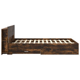 Bed Frame with Storage Smoked Oak 150 x 200 cm Engineered Wood 3433776