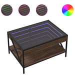 ZNTS Coffee Table with Infinity LED Brown Oak 70x50x38 cm 847706