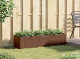Garden Planter with 3 Pots Brown 105x30x32 cm Poly Rattan 366417