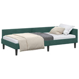 Corner Bed Frame Dark Green 100 cm x 200 cm Velvet 42016166