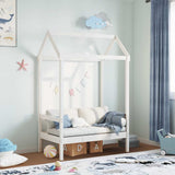 Bench with Roof White 117.5x70x176.5 cm Solid Wood Pine 846995