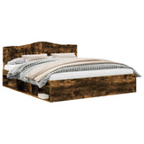 Bed Frame Smoked Oak 180 x 200 cm Solid Pine Wood 3412866