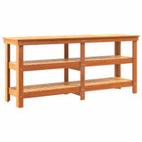 Work Bench with Shelf with Storage Wax Brown Solid Pine Wood 858259