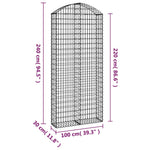 ZNTS Arched Gabion Basket 100x30x220/240 cm Galvanised Iron 153431