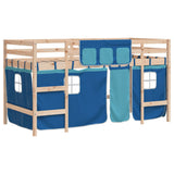 Kids' Loft Bed with Curtains without Mattress Blue 90x200cm 3206965