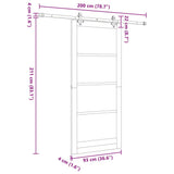 Sliding Door Brown 93 x 211 cm Solid Pine Wood 3333600