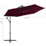 Cantilever Garden Parasol Bordeaux Red Polyester, Metal Large 313754