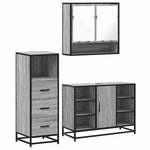 ZNTS 3 Piece Bathroom Furniture Set Grey Sonoma Engineered Wood 3301063