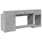 Desk with LED Lights Concrete Grey 200x55x91 cm Engineered Wood 3309441