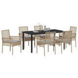 Garden Dining Set with Cushion 7 pcs Beige Poly Rattan 3379888
