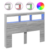 Headboard Cabinet with LED Grey Sonoma 140x17x102 cm 839201