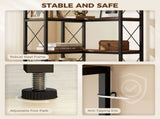 5-Tier L-Shaped Bookshelf, Freestanding Corner Bookcase with Metal Frame, Rustic Brown T3398P551606