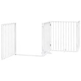 Dog Gate with Door Foldable 8 Panels White 640 cm Poplar Wood 3155566