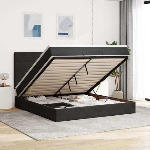 Ottoman Bed with Mattresses Black 180x200cm Velvet 3313489