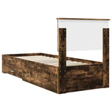 Bed Frame Smoked Oak and Silver 75 x 190 cm Engineered Wood 3410962
