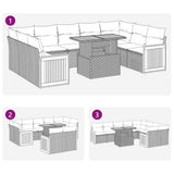 10 Piece Garden Sofa Set with Cushions Grey Poly Rattan Acacia 3327757