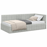 Corner Bed Frame with Headboard Light grey 100 x 200 cm Velvet 42016398