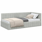 Corner Bed Frame with Headboard Light grey 90 x 200 cm Velvet 42016388